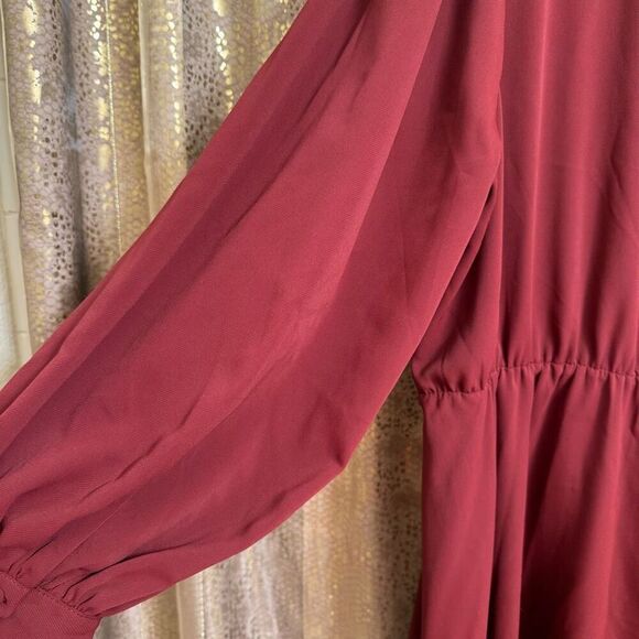 Express Burgundy Red Long Sleeve Mock Neck Mini Casual Dress XL - Picture 8 of 8